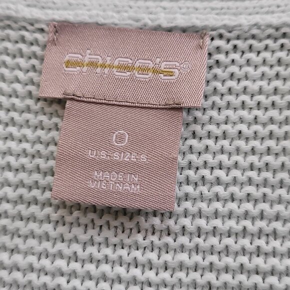 Chico's Mint Green Over Size Cotton 3/4 Sleeve V-Neck Sweater Size 0= XS-S NWOT - Picture 3 of 6